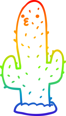 Bir insan tarafından çizilmiş bir kaktüsün gökkuşağı gradyanı çizimi