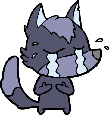 Bir insan tarafından çizilmiş ağlayan kurt çizgi filmi.