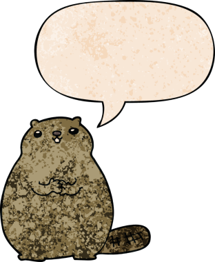 bir insan tarafından çizilmiş geçmişe dönük konuşma baloncuklu çizgi film kunduzu