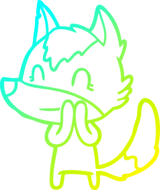 Bir insan tarafından çizilmiş dost canlısı bir kurt çizgi çizimi.