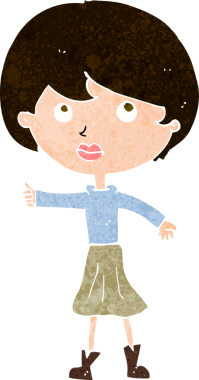 Çizgi filmdeki kadın bir insan tarafından çizilmiş sorular soruyor.