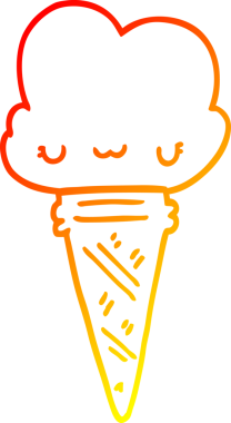 Bir insan tarafından çizilmiş karikatür dondurmasının sıcak çizgi çizimi