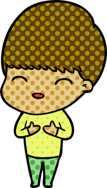 Bir insan tarafından çizilmiş mutlu çizgi film çocuğu.