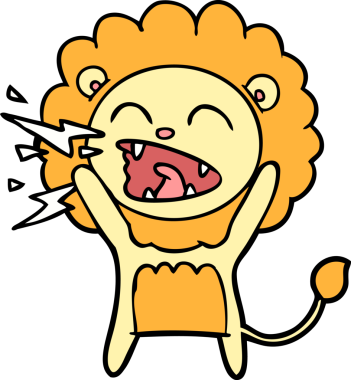 Bir insan tarafından çizilmiş kükreyen aslan çizgi filmi.
