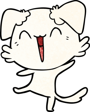 Bir insan tarafından çizilmiş küçük mutlu köpek çizgi filmi.