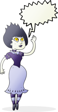 Bir insan tarafından çizilmiş serbest konuşma balonu çizilmiş vampir kız.