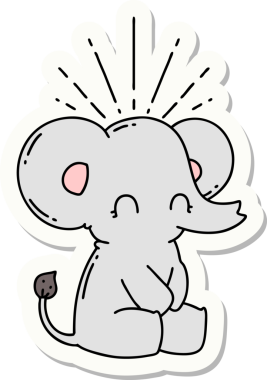 Bir insan tarafından çizilmiş dövme stili şirin bir fil.