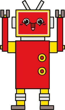 Bir insan tarafından çizilmiş mutlu bir robot çizimi.