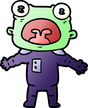 Bir insan tarafından çizilmiş garip uzaylı çizgi filmi.