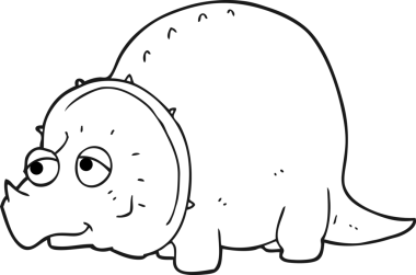 Bir insan tarafından çizilmiş siyah beyaz bir dinozor çizimi.