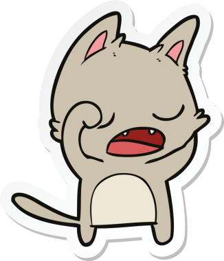 Bir insan tarafından çizilmiş konuşan kedi karikatürü.