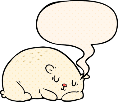 Çizgi roman tarzında konuşan uykulu kutup ayısı bir insan tarafından çizilmiş.