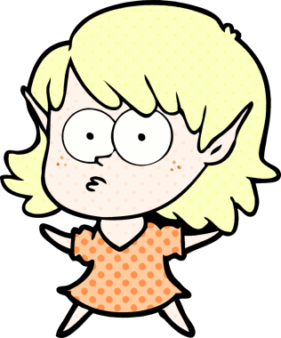 Bir insan tarafından çizilmiş çizgi film elf kızı.