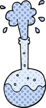 Bir insan tarafından çizilmiş çizgi roman tarzı kaynayan bilim şişesi.