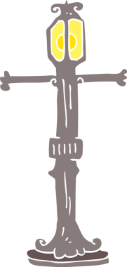 Bir insan tarafından çizilmiş sokak lambasının düz renk çizimi