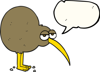 Bir insan tarafından çizilmiş serbest konuşma balonu çizgi filmi kivi