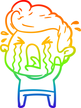 Bir insan tarafından çizilmiş ağlayan bir adamın çizdiği gökkuşağı gradyan çizgisi.