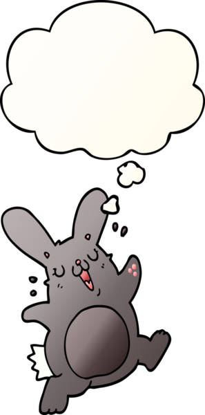 Düşünce baloncuklu çizgi film tavşanı bir insan tarafından çizilmiş.