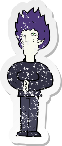 Bir insan tarafından çizilmiş vampir bir çizgi filmin gerilimli yapıştırması.