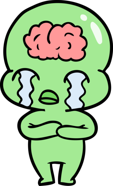 Bir insan tarafından çizilmiş koca beyinli bir uzaylı ağlaması.