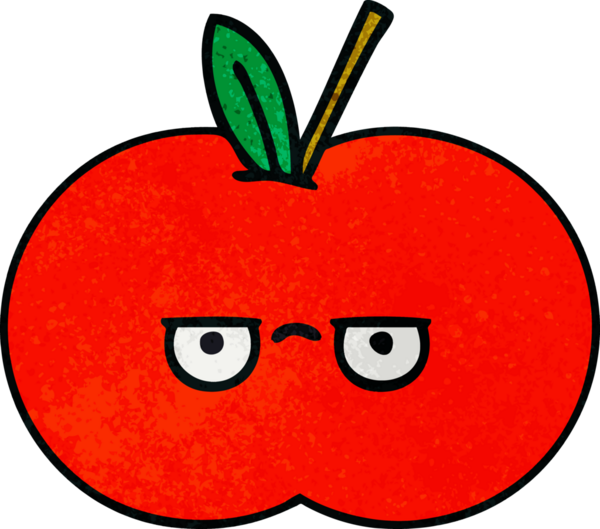 Bir insan tarafından çizilmiş kırmızı elmanın retro grunge deseni.