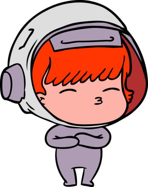 Bir insan tarafından çizilmiş meraklı astronot çizgi filmi.