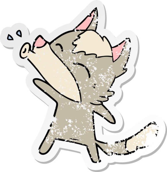 Bir insan tarafından çizilmiş uluyan kurt çizgi filminin sıkıntılı çıkartması.