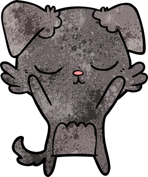 Bir insan tarafından çizilmiş şirin bir çizgi film köpeği.