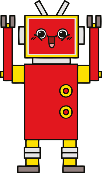 Bir insan tarafından çizilmiş mutlu bir robot çizimi.