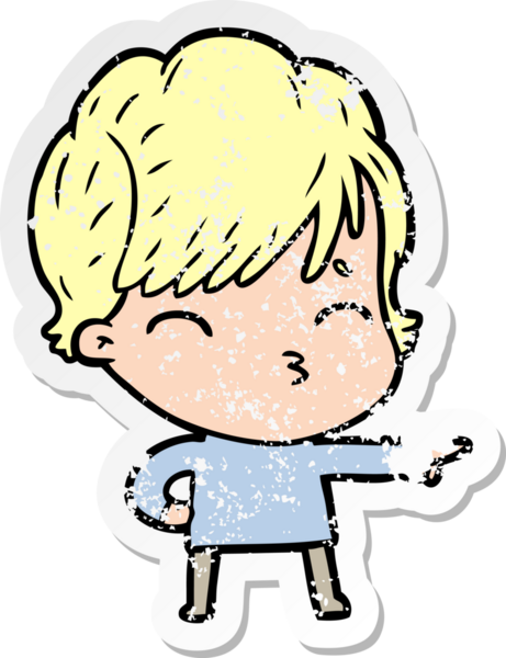 Bir insan tarafından çizilmiş bir karikatür kadının sıkıntılı çıkartması.