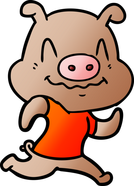 Bir insan tarafından çizilmiş sinirli çizgi film domuzu.