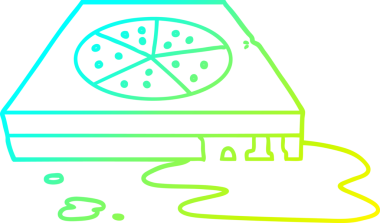 Bir insan tarafından çizilmiş yağlı bir pizzanın soğuk gradyan çizimi