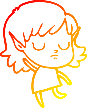 Bir insan tarafından çizilmiş çizgi film karakteri bir elf kızı çizimi