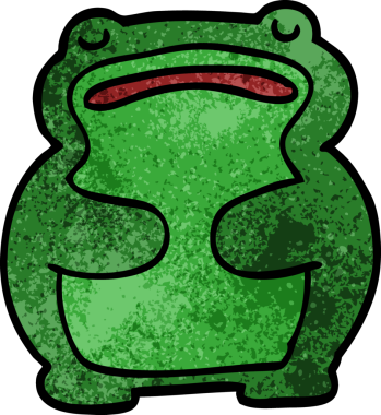 Bir insan tarafından çizilmiş komik karikatür kurbağası.