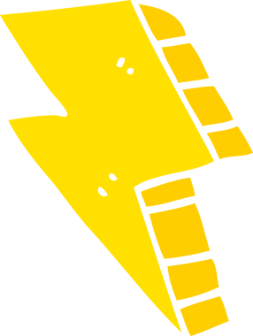 Bir insan tarafından çizilmiş düz renkli çizgi film yıldırımı