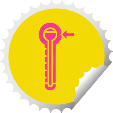 Bir insan tarafından çizilmiş sıcak termometrenin dairesel kabuk soyucu karikatürü