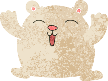 Retro illüstrasyon tarzı tuhaf çizgi film komik kutup ayısı bir insan tarafından çizilmiş.