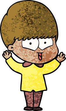 Bir insan tarafından çizilmiş mutlu çocuk çizgi filmi.