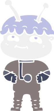 Bir insan tarafından çizilmiş düz renkli çizgi film uzay adamı.