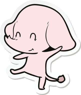 Bir insan tarafından çizilmiş şirin bir fil çıkartması.