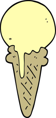 Bir insan tarafından çizilmiş karalama tarzı dondurma külahı.