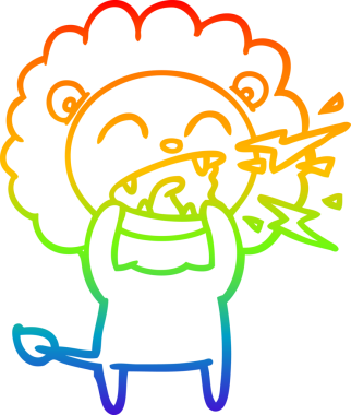 Gökkuşağı gradyan çizgi çizimi Bir insan tarafından çizilmiş kükreyen bir aslan