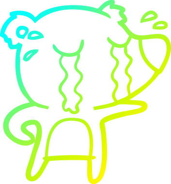 Bir insan tarafından çizilmiş ağlayan bir ayının soğuk çizgi çizimi.