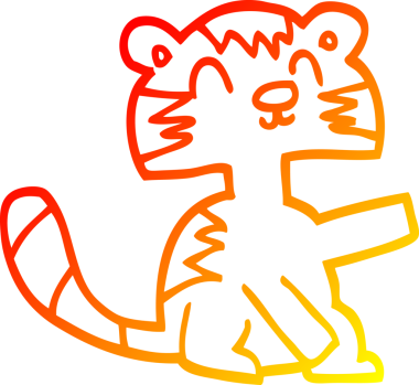 Bir insan tarafından çizilen mutlu çizgi bir kedinin sıcak gradyan çizimi