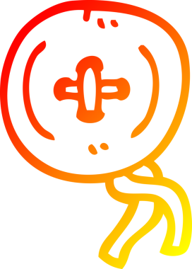 Bir insan tarafından çizilmiş eski bir ahşap düğmenin sıcak çizgi çizimi