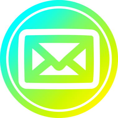 Zarf harfi dairesel simgesi, bir insan tarafından çizilen havalı gradyan bitiş