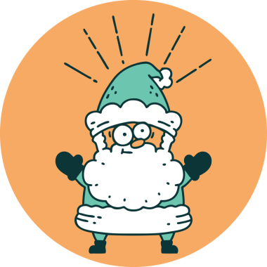 Bir insan tarafından çizilmiş dövme stili Noel Baba karakterinin simgesi