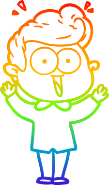 Gökkuşağı gradyanı çizimi bir insan tarafından çizilmiş heyecanlı bir çizgi film