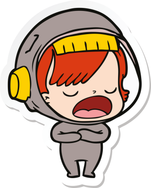 Bir insan tarafından çizilmiş astronot bir kadının çıkartması.