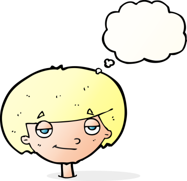 Bir insan tarafından çizilmiş düşünce balonu olan kendini beğenmiş bir çocuk.